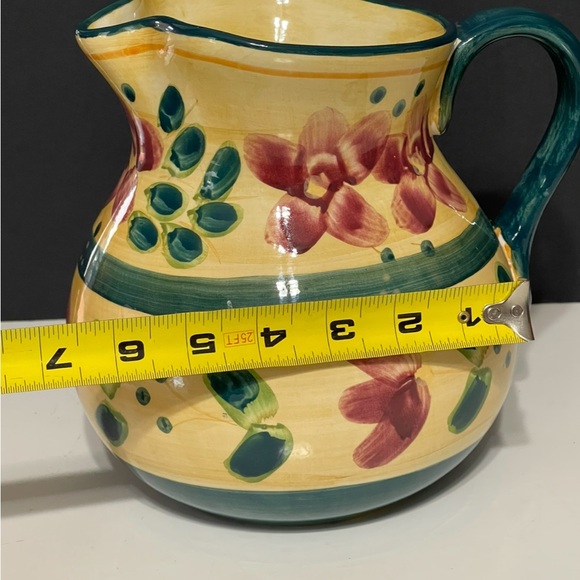 FLEURI Large Ceramic Pitcher Table Tops Unlimited HAND-PAINTED - Picture 3 of 10